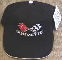 Corvette Cross Flag Hat with White Trim and Adjustable Back